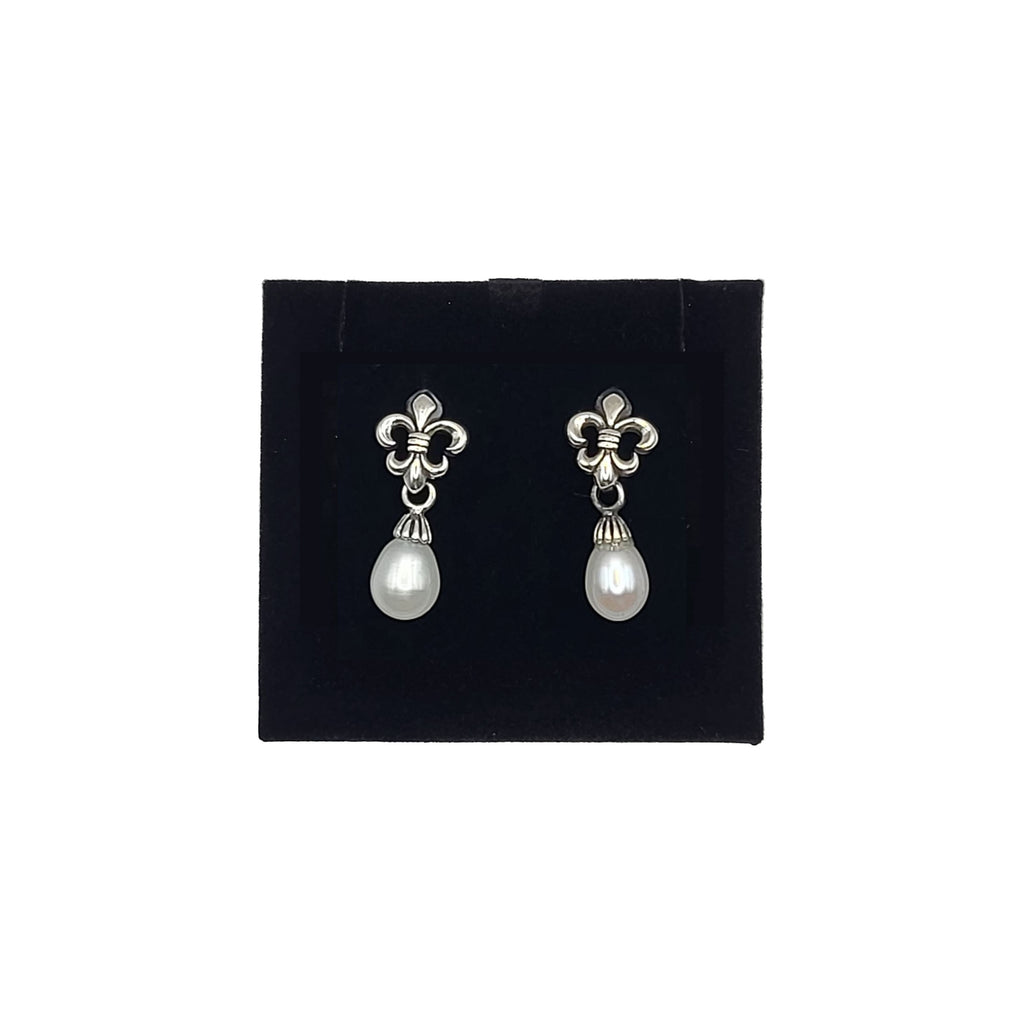 Sterling silver fleur de lis earrings on sale