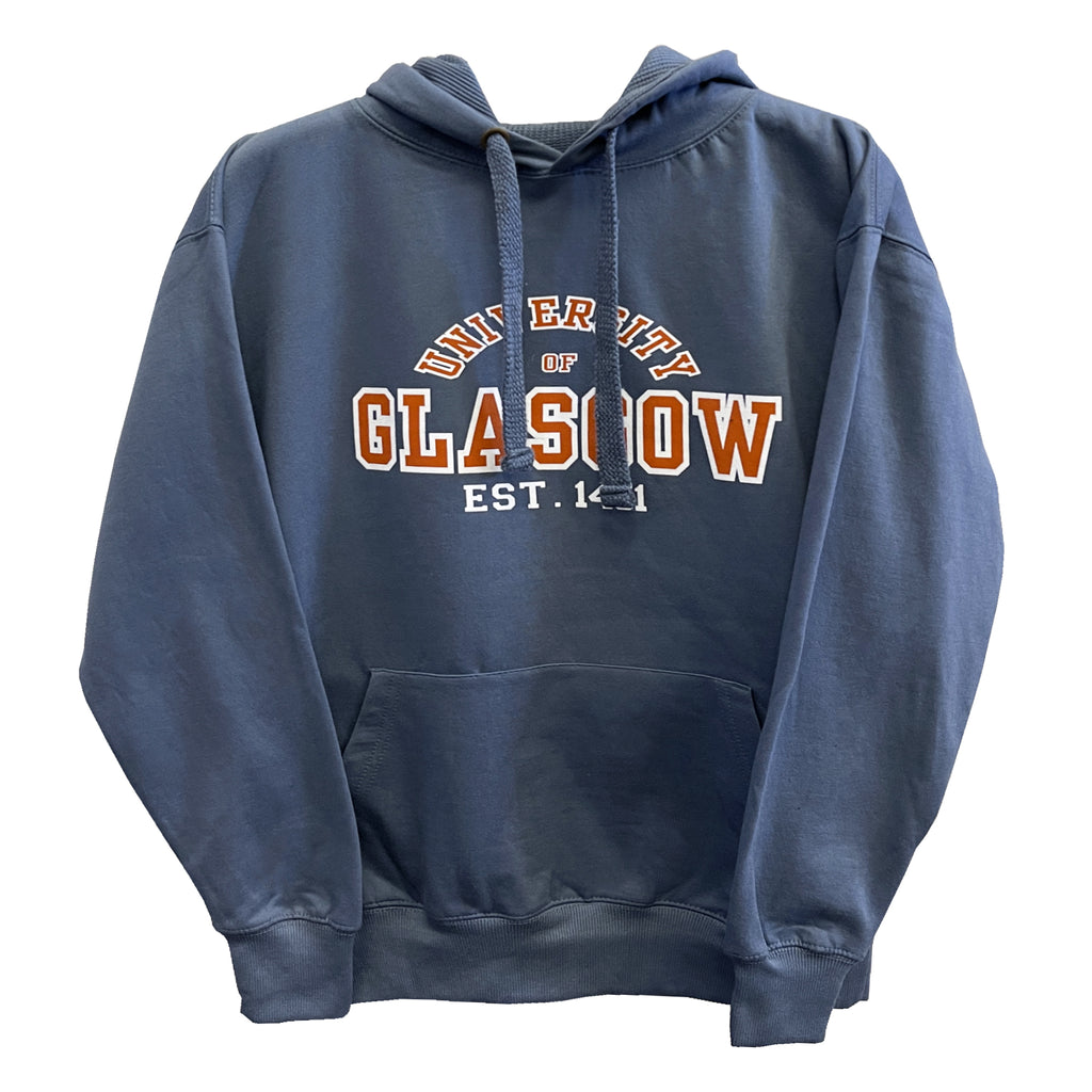 Organic Kelvin Hoodie Stone Blue University of Glasgow