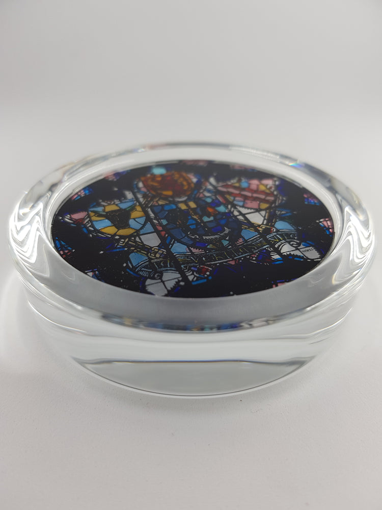 University of Glasgow Crest Glass Paperweight - side view