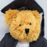 University of Glasgow Graduation Bear  - in graduation clothing.  Detail of Bear - Close up of face