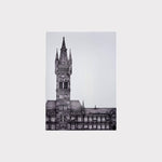 Jennifer Court A6 Exercise Book - front cover. The cover shows Jennifer Court's illustration of the University of Glasgow tower in black and white.