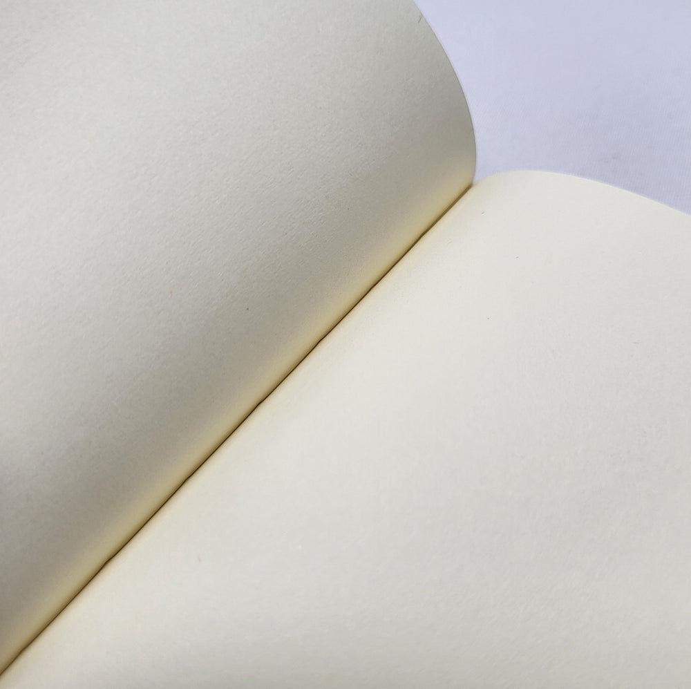 Image shows inner page detail of the Basket of Flowers notebook. The inner pages are blank and are made of cream-coloured paper.