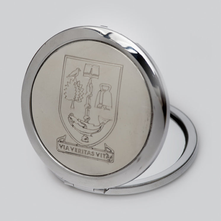 University of Glasgow Pewter Compact Mirror - open view