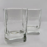 Crest Dram Glass Set - two dram glasses etched with the University of Glasgow crest