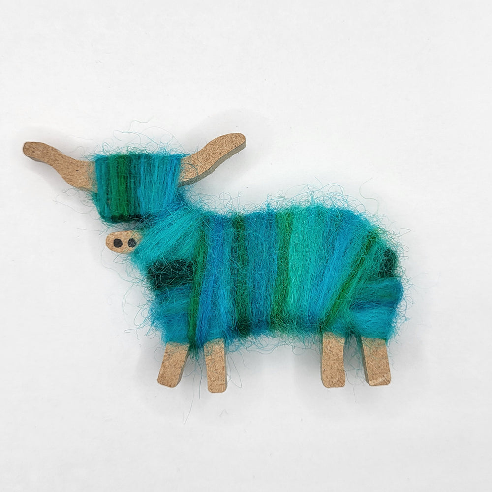 Hairy Coo Magnet - Blue-Green