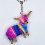 Hairy Coo Keyring - Pink-Blue