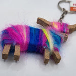 Hairy Coo Keyring - Pink-Blue