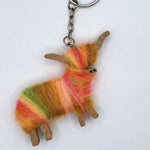 Hairy Coo Keyring - Orange-Pink