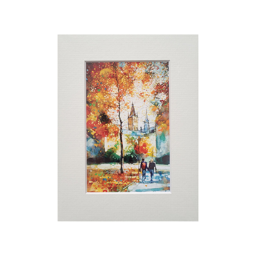 Hand in Hand to Glasgow University - Bryan Evans A5 Mounted Print