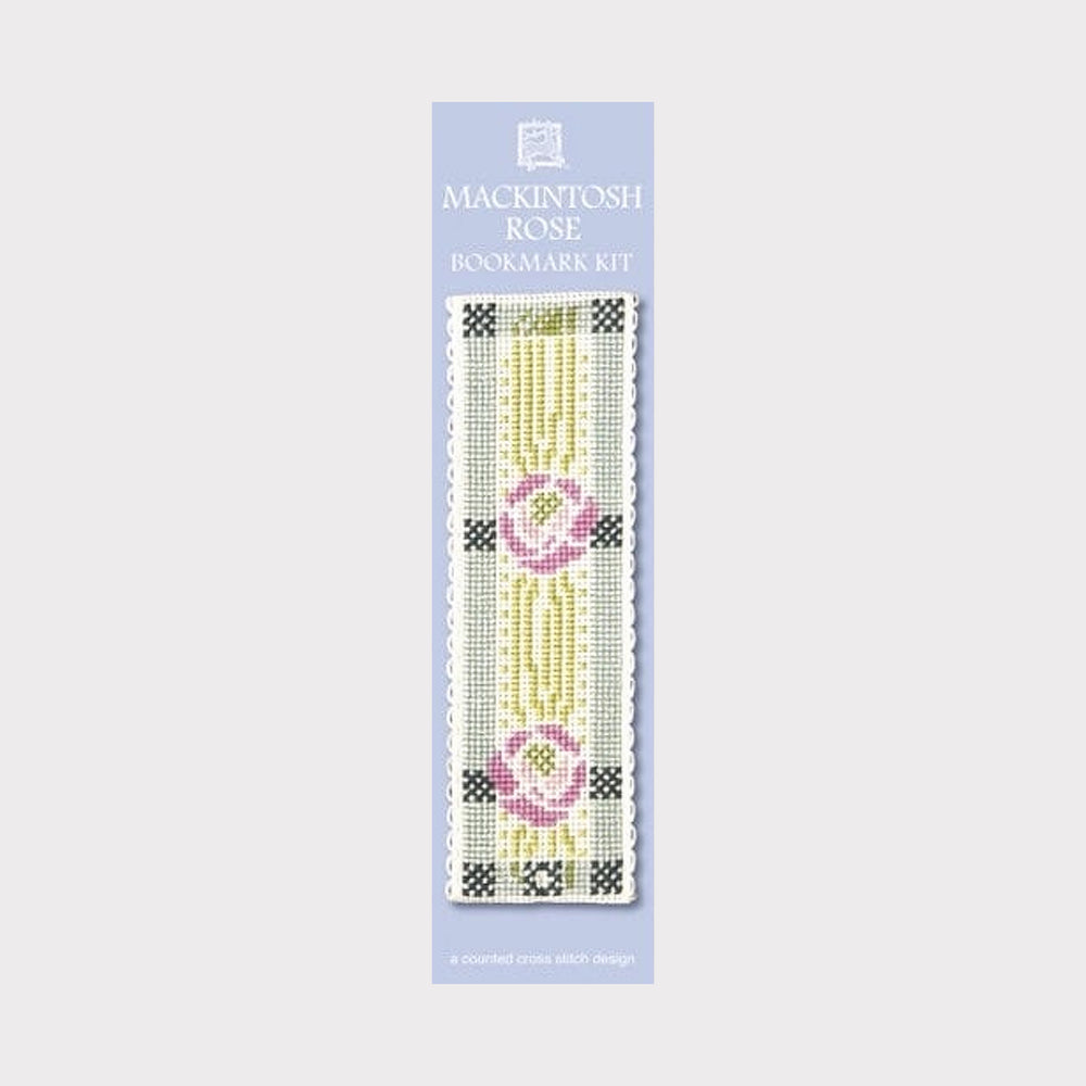 Mackintosh Rose bookmark kit packaging on a light gray background