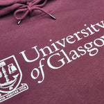 Maroon hoodie with 'University of Glasgow' text and logo