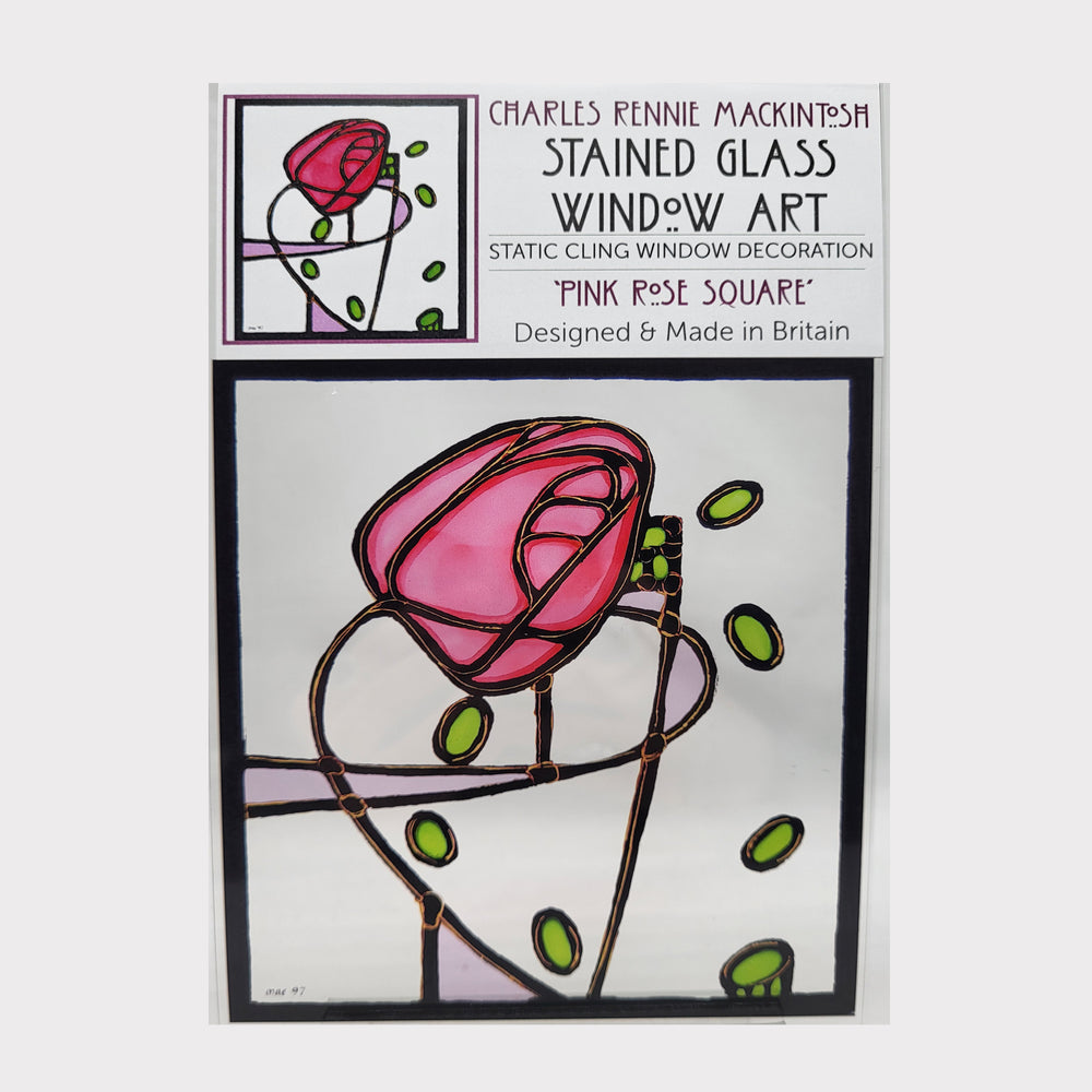 CRM Pink Rose Square Cling Window Decoration