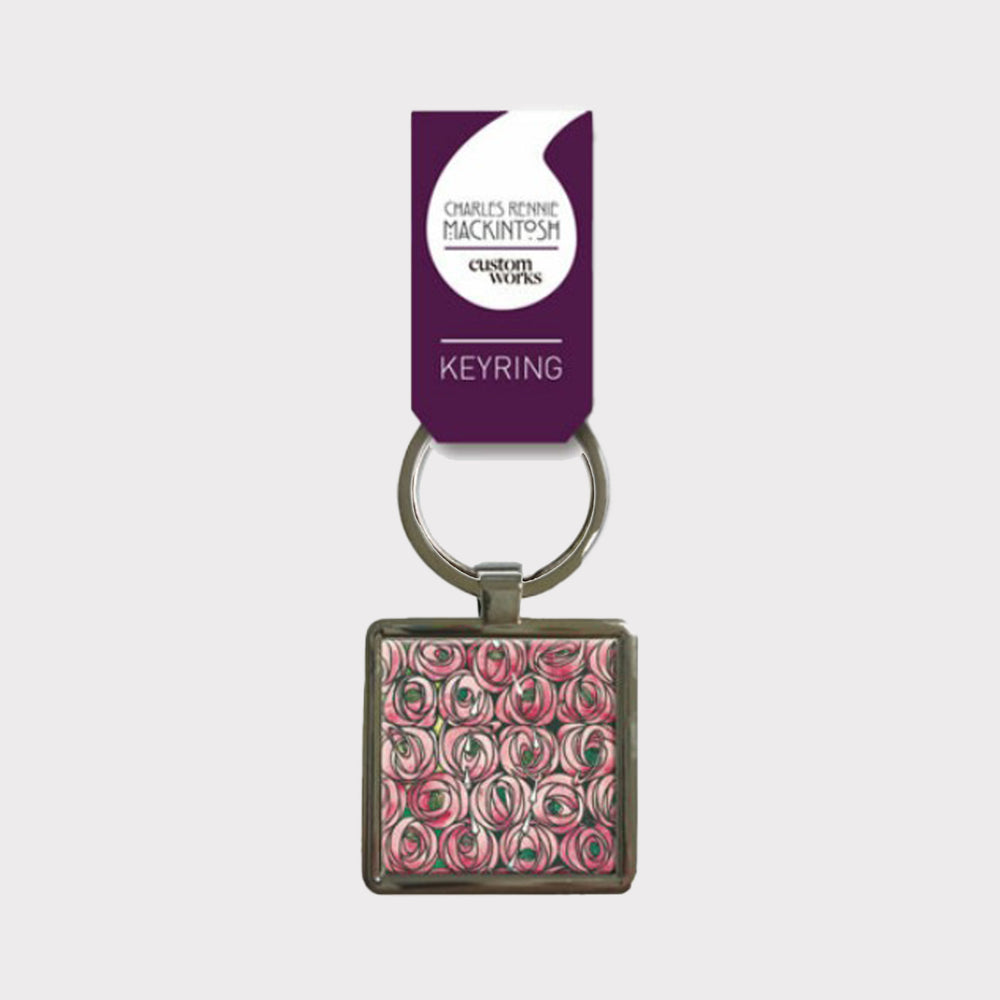 Rose and Teardrop Metal Keyring