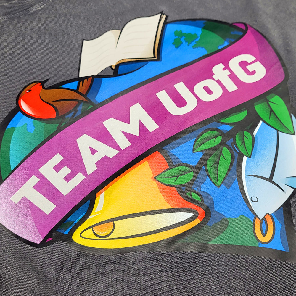 Colorful graphic with 'TEAM UofG' text on a dark background