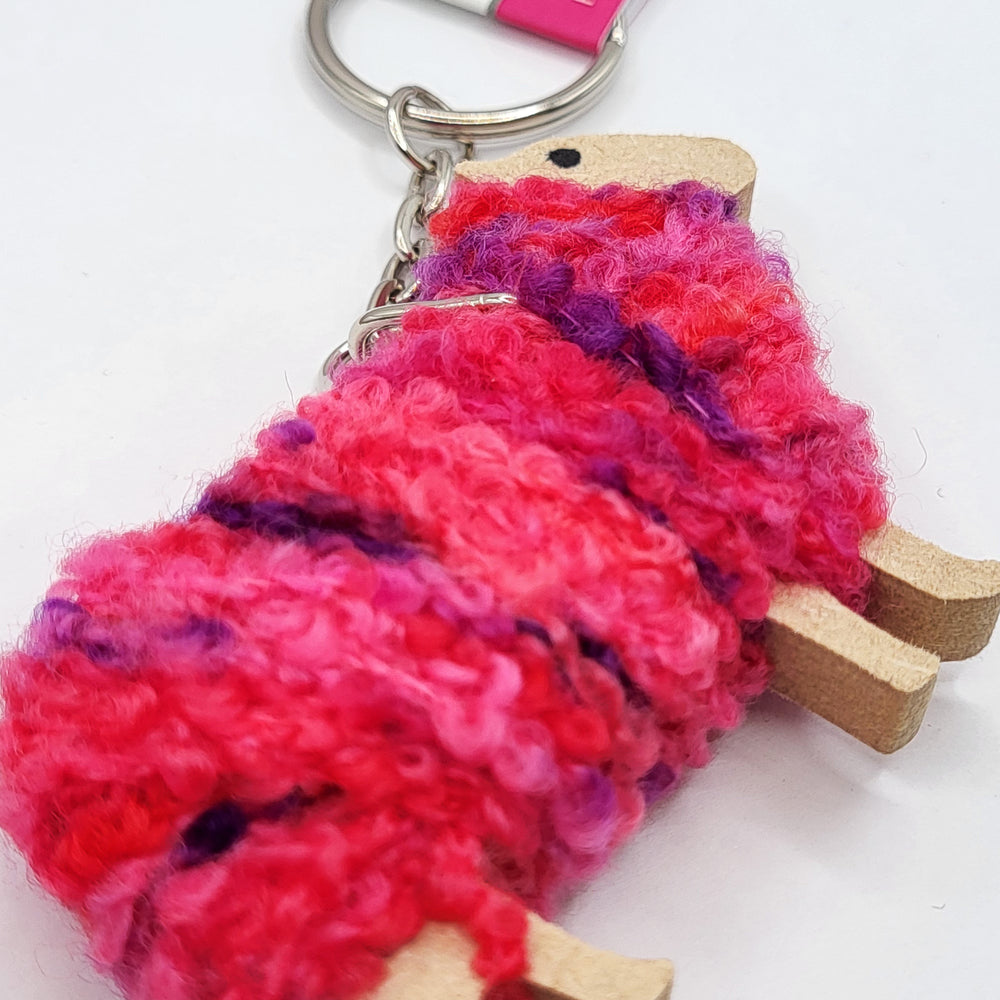 Woolly Ewe Keyring - Pink