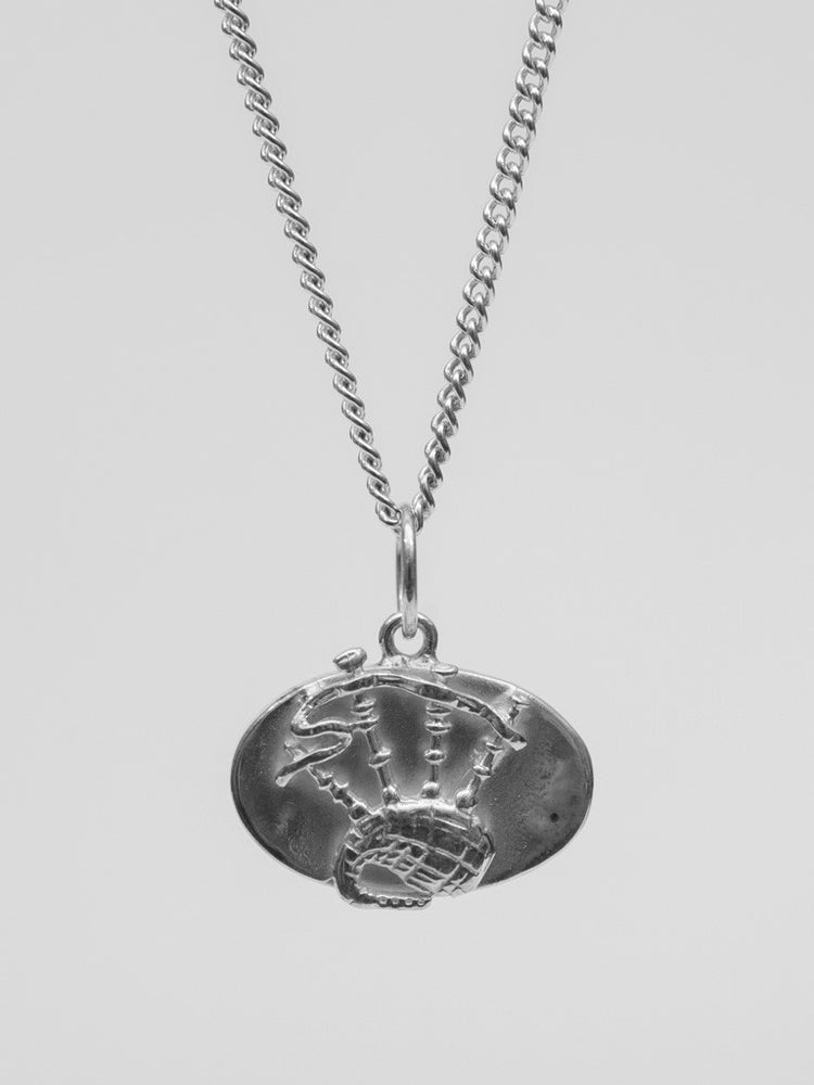 University Hallmarked Silver Bagpipes Pendant