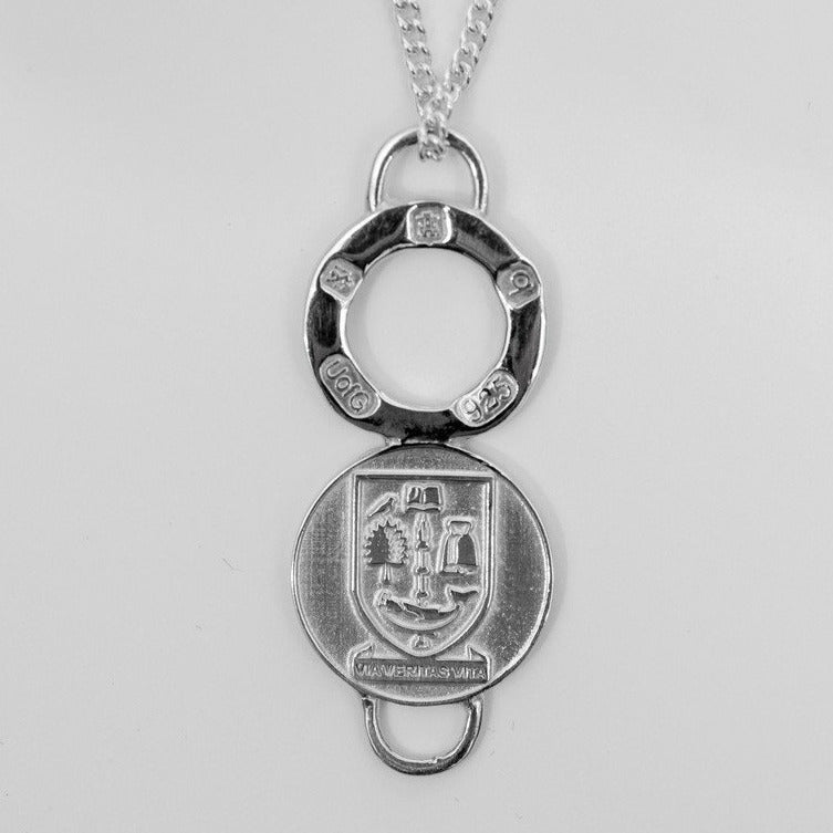 University Hallmarked Long Silver Charm Pendant