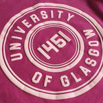 University of Glasgow Organic Circle T-shirt in Berry, with pale pink print detail
