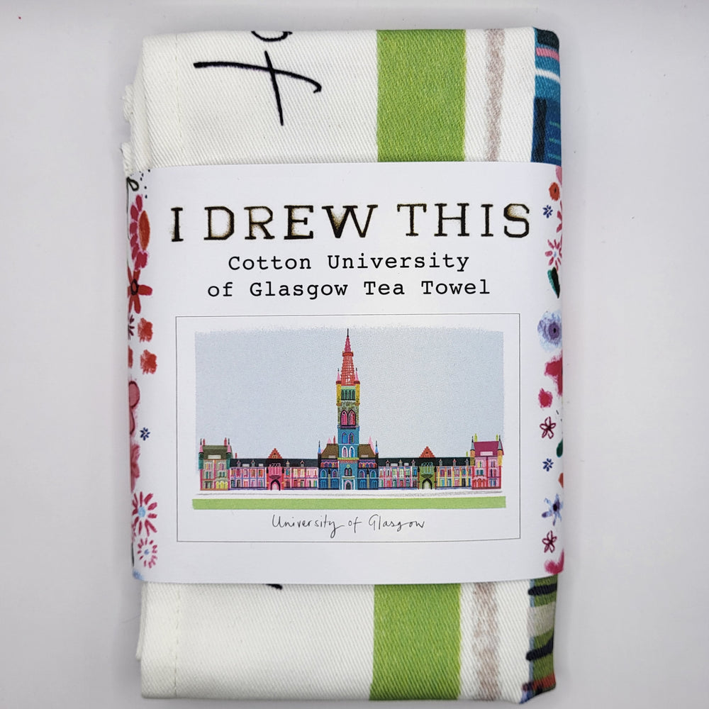 University of Glasgow Tea Towel by Ilona Drew