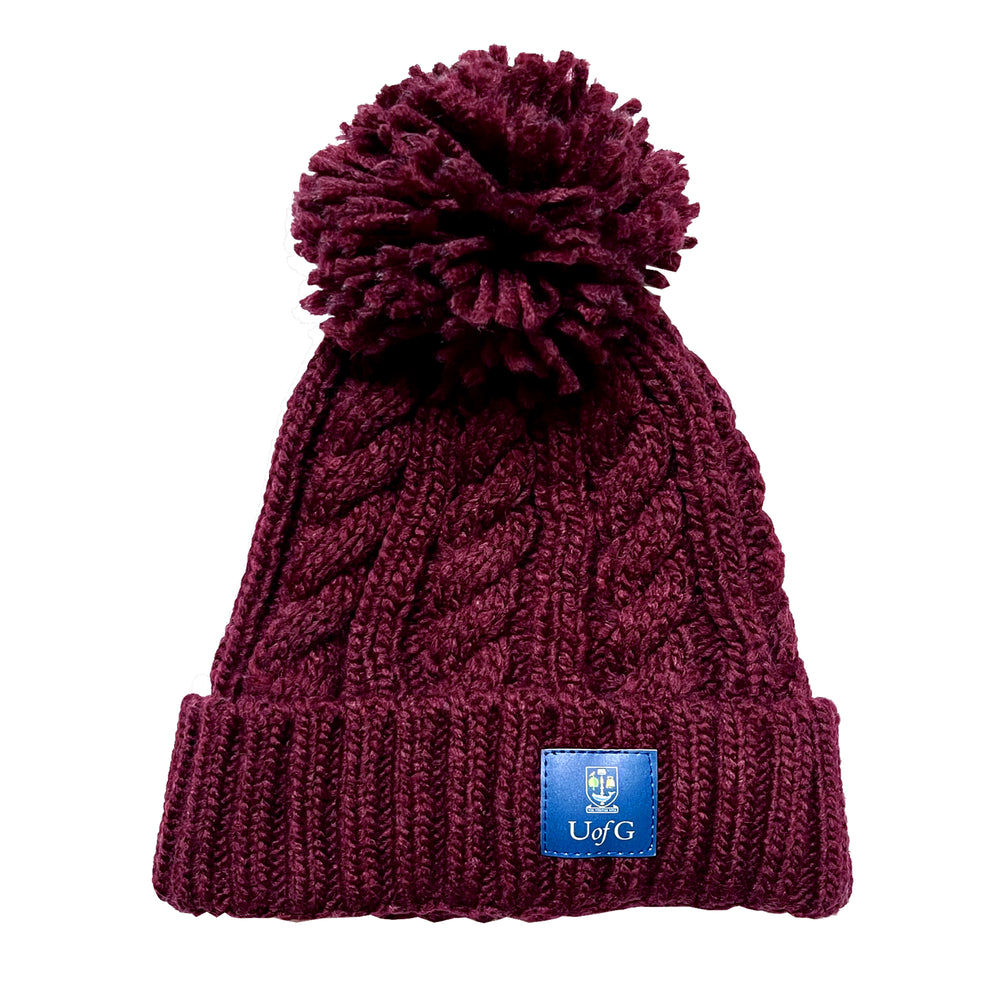 Cable Knit Hat - Burgundy