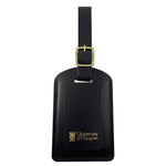 Jennifer Court Luggage Tag - reverse of tag, showing the University of Glasgow crest in gold against a black background