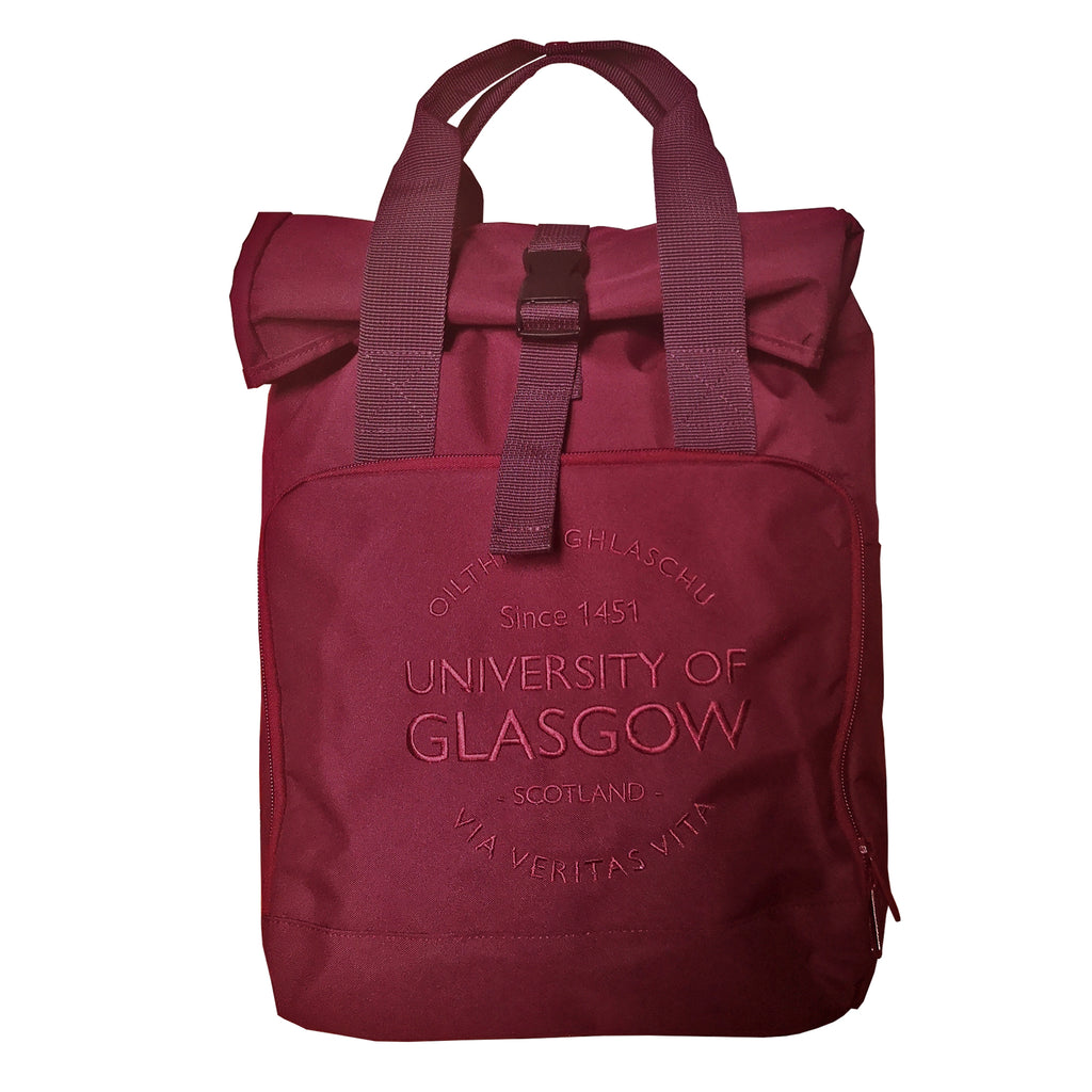 Burgundy Roll Top Backpack – University of Glasgow
