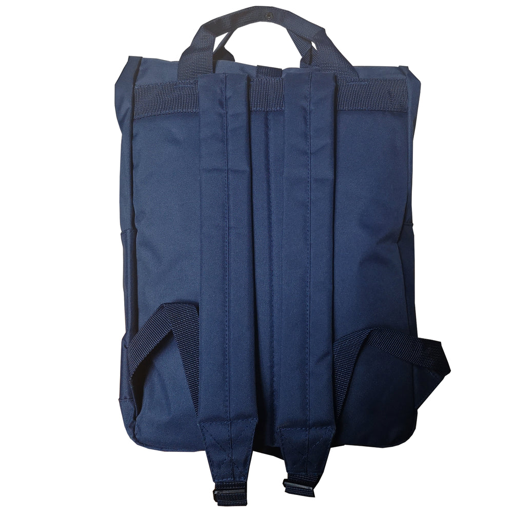 Navy Blue Roll Top Backpack - reverse