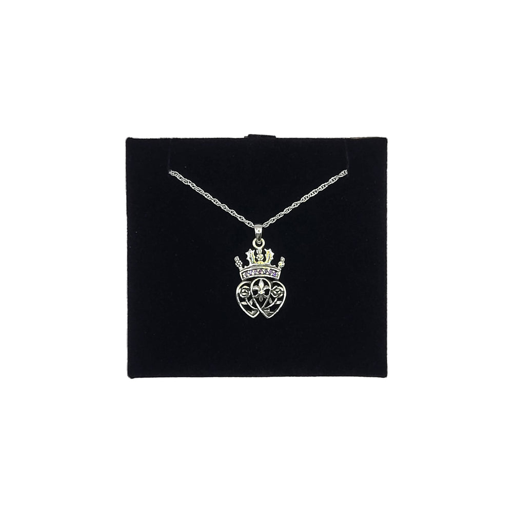 Silver Heart with Crown Pendant